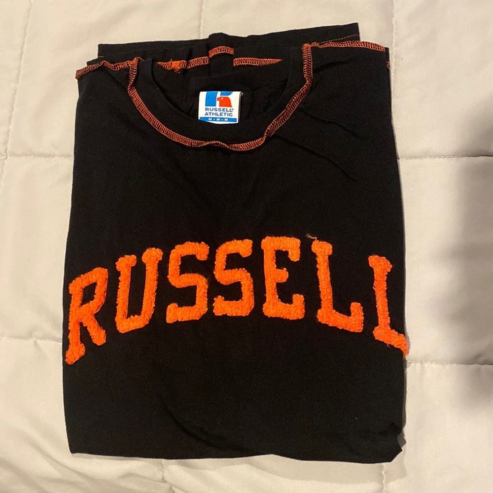 Stitched russell tee shirt with inverse